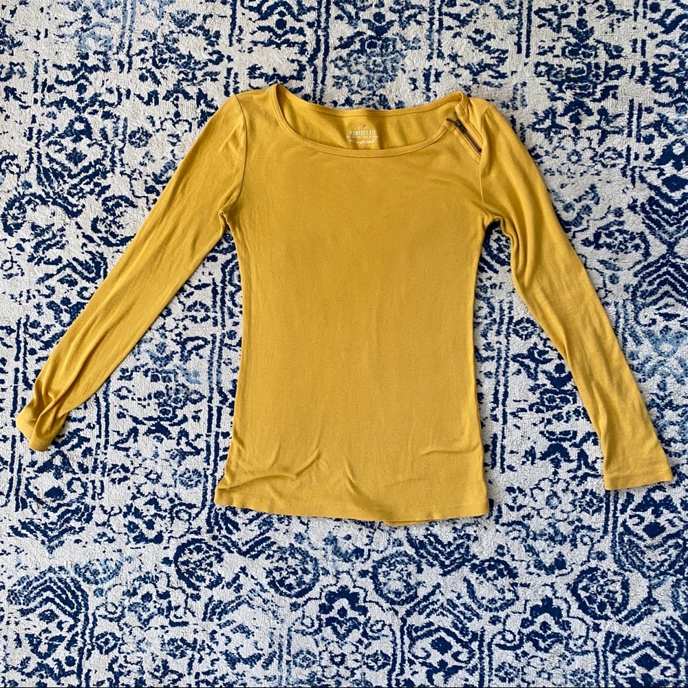 J. Crew Long Sleeve Tee with Zipper Detail - XS